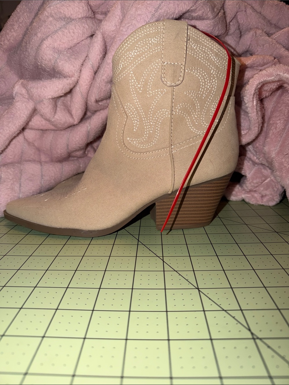 Indigo Beige Western Ankle Boot